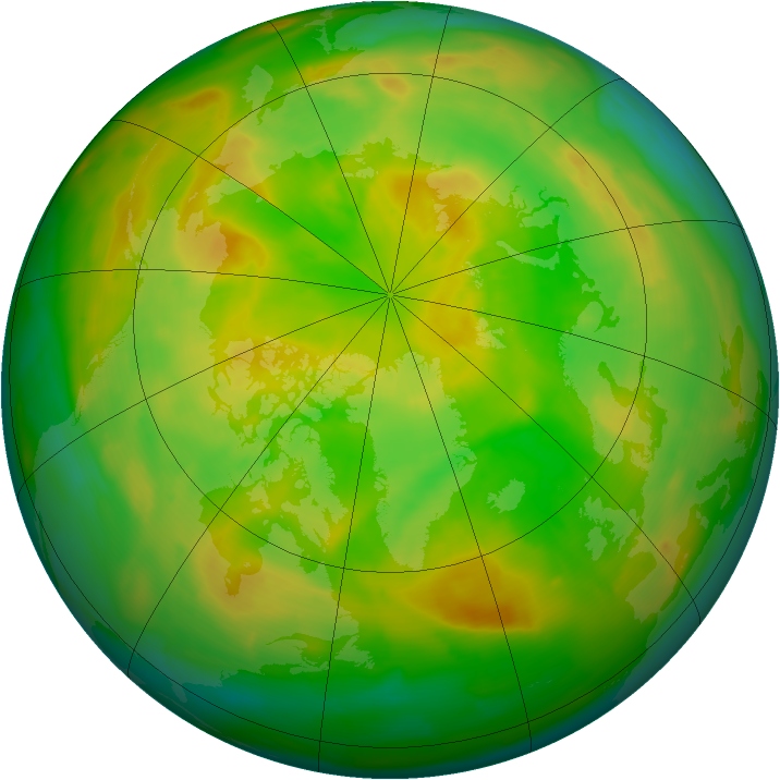 Arctic ozone map for 09 June 2013